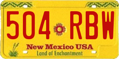 NM license plate 504RBW