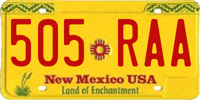 NM license plate 505RAA