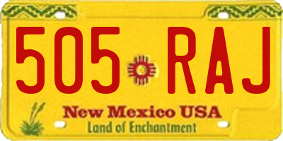 NM license plate 505RAJ