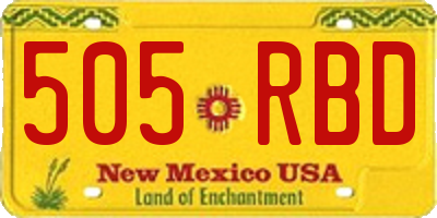 NM license plate 505RBD