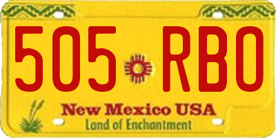 NM license plate 505RBO