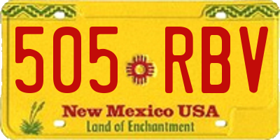 NM license plate 505RBV