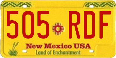 NM license plate 505RDF