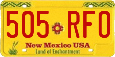 NM license plate 505RFO