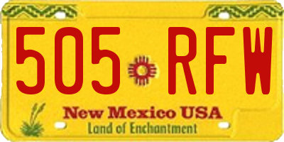NM license plate 505RFW