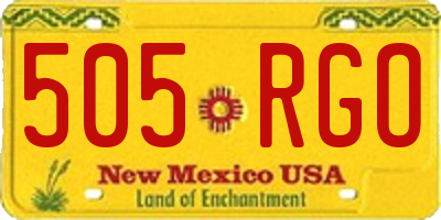NM license plate 505RGO
