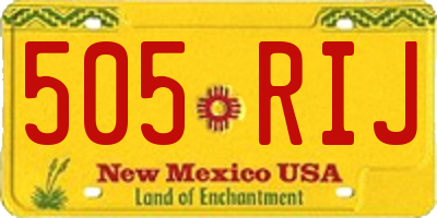 NM license plate 505RIJ