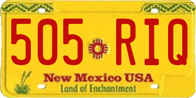 NM license plate 505RIQ
