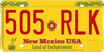 NM license plate 505RLK