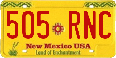 NM license plate 505RNC