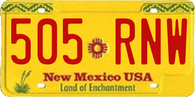 NM license plate 505RNW