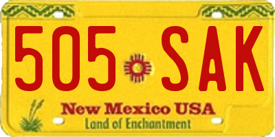 NM license plate 505SAK