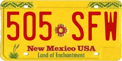 NM license plate 505SFW