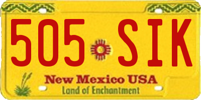 NM license plate 505SIK