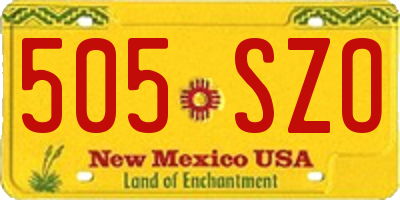NM license plate 505SZO