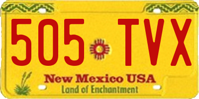 NM license plate 505TVX