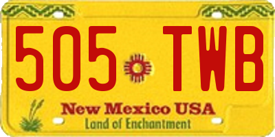 NM license plate 505TWB