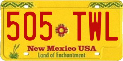 NM license plate 505TWL