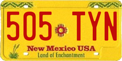 NM license plate 505TYN