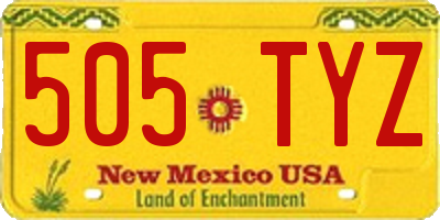 NM license plate 505TYZ