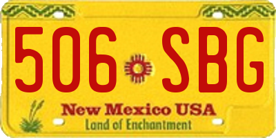 NM license plate 506SBG