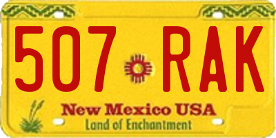 NM license plate 507RAK