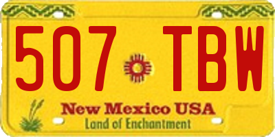 NM license plate 507TBW