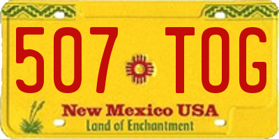 NM license plate 507TOG