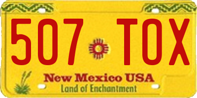 NM license plate 507TOX