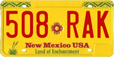 NM license plate 508RAK