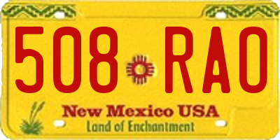 NM license plate 508RAO