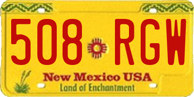 NM license plate 508RGW