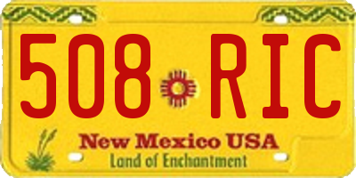 NM license plate 508RIC