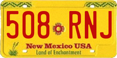 NM license plate 508RNJ