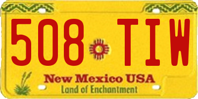 NM license plate 508TIW