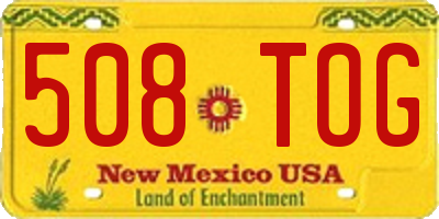 NM license plate 508TOG