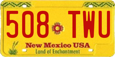 NM license plate 508TWU