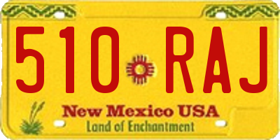 NM license plate 510RAJ