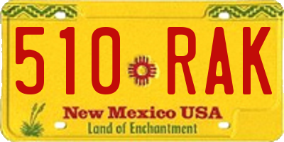 NM license plate 510RAK