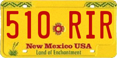 NM license plate 510RIR