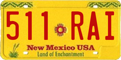 NM license plate 511RAI