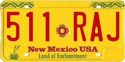 NM license plate 511RAJ