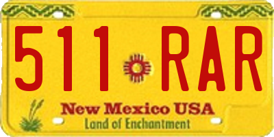 NM license plate 511RAR