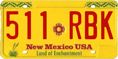 NM license plate 511RBK