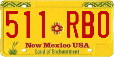 NM license plate 511RBO