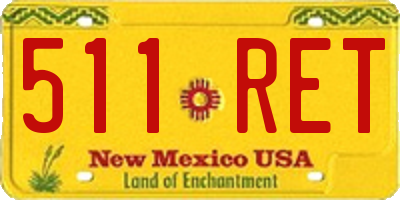 NM license plate 511RET