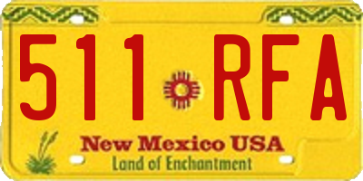 NM license plate 511RFA