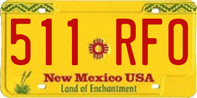 NM license plate 511RFO