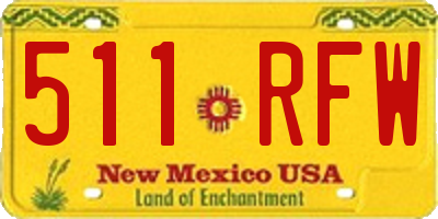 NM license plate 511RFW