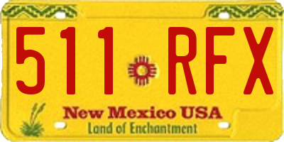 NM license plate 511RFX
